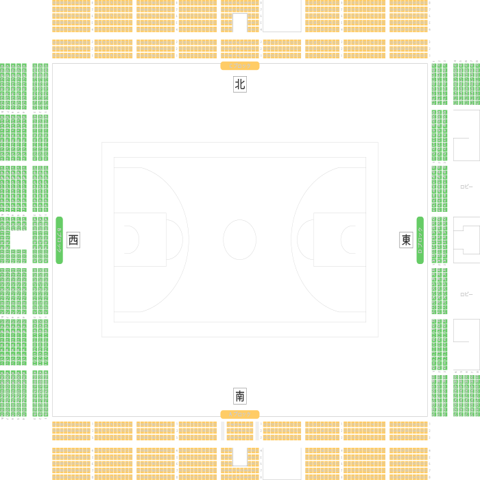 ヤマト市民体育館前橋 主競技場座席表