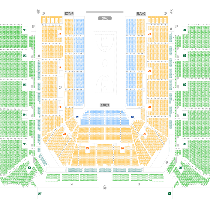 ジーライオンアリーナ神戸 アリーナ座席表