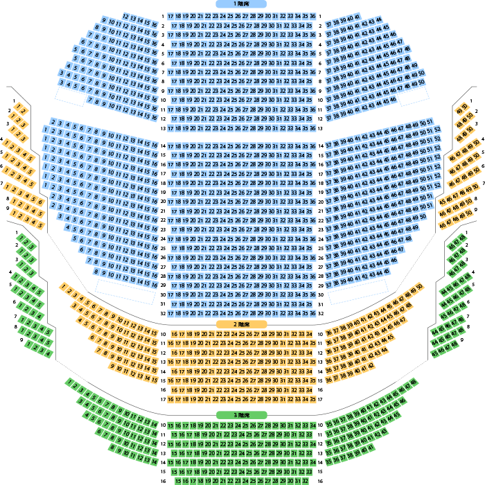 福岡市民ホール 大ホール座席表